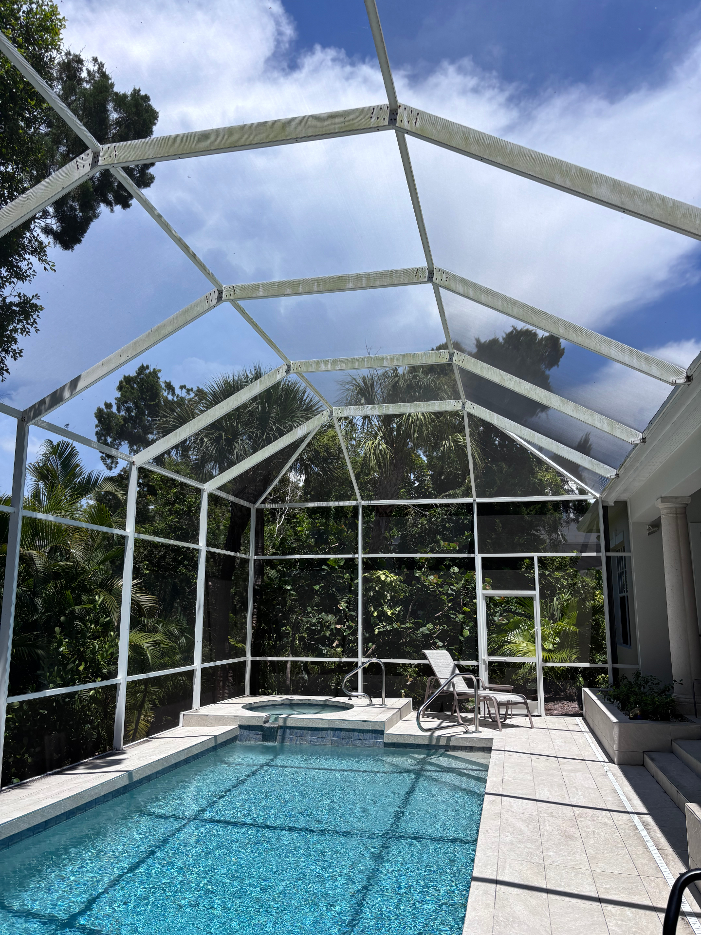 Pool cage before soft washing